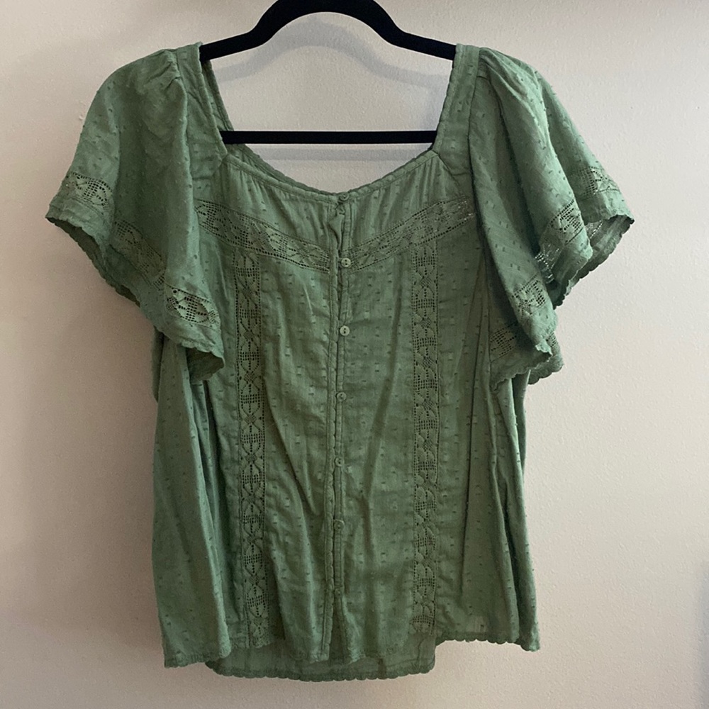 Old Navy Green Short Sleeve Blouse